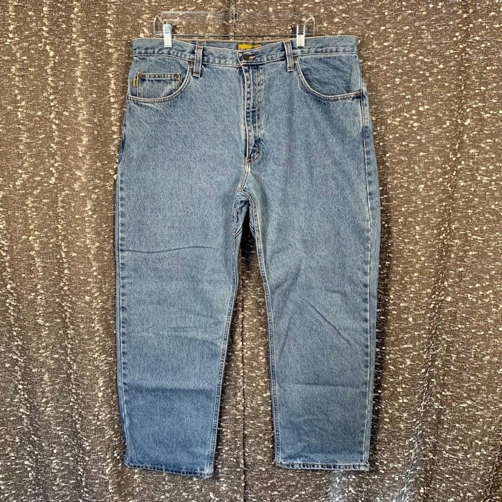 Vintage Diamond Gusset Denim Jeans Relax Fit Cotton Workwear Men's 40x29